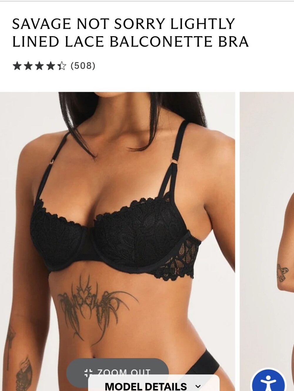 Fenty Beauty Black Lace Underwire Bra with Center Accent